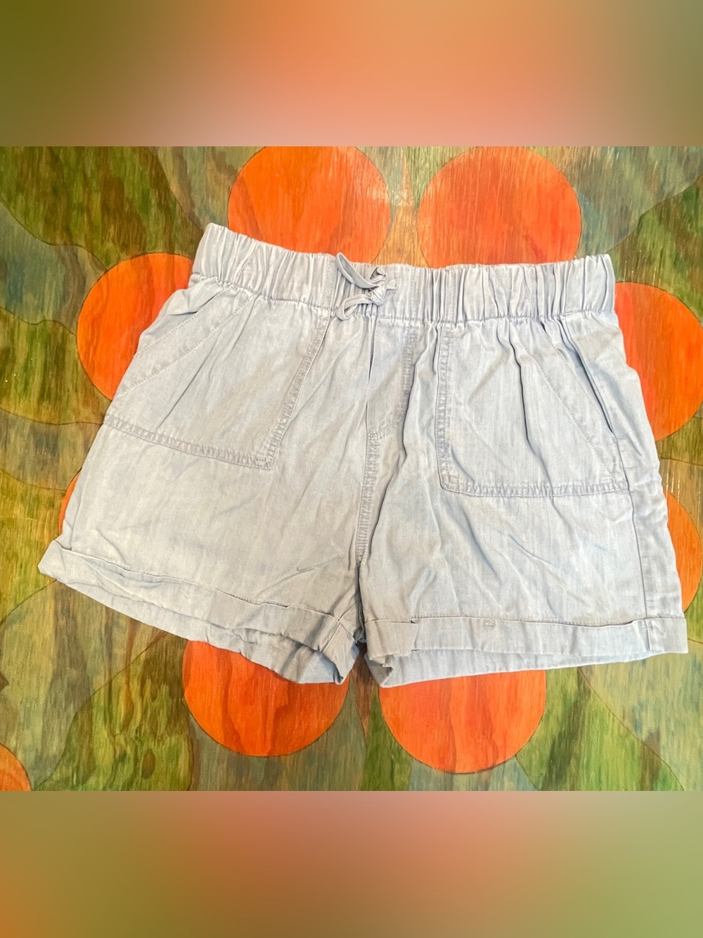 Velvet Heart Light Blue 100% Tencel Drawstring Casual Beachy Shorts Sz Medium RN